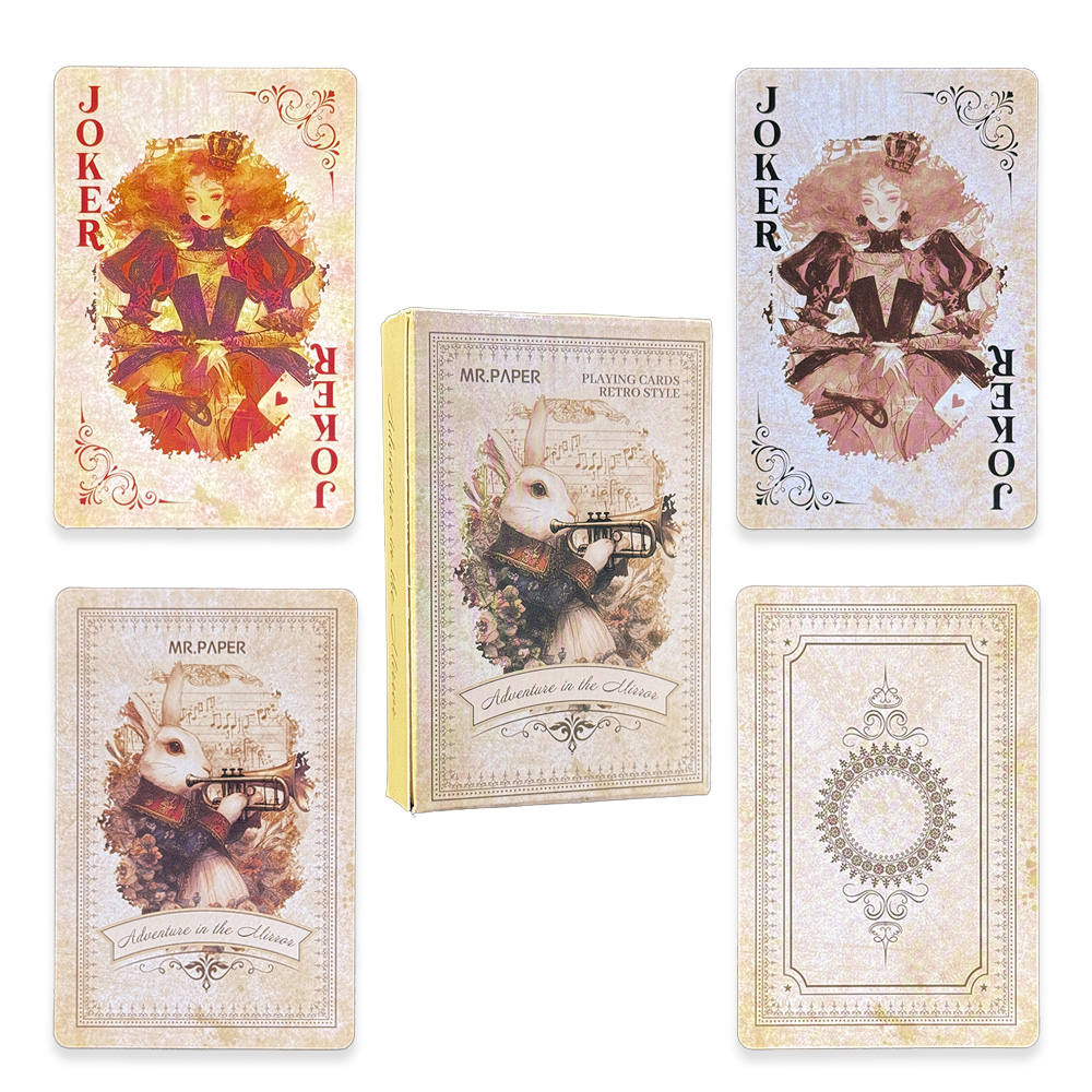 Vintage Collectible Board Games - 55枚入り 不思議の国のアリス トランプ 高級レトロスタイル ボードゲームカード ヴィンテージアニメ