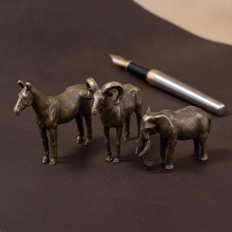 Vintage Collectibles Store - 真鍮製の動物フィギュア 馬、雄羊、象、犀、ヒキガエル、トラ レトロデザイン ホームオフィス装飾用 コレクターギフト