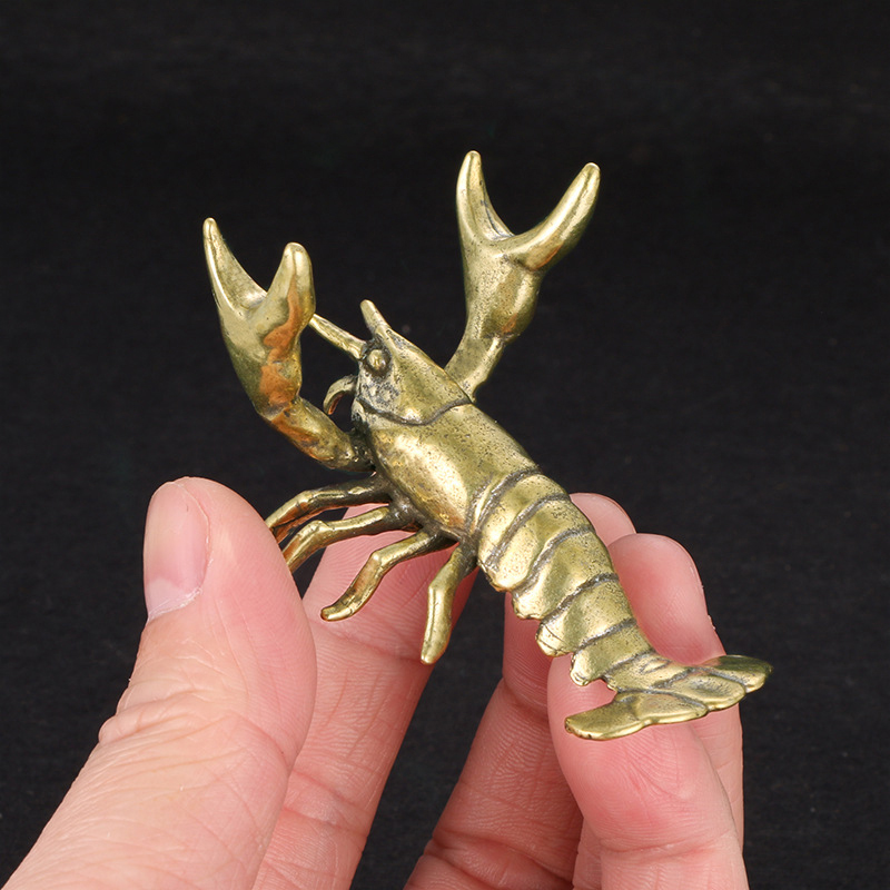Vintage Collectible Furniture - 【F】真鍮製ザリガニの置物 ヴィンテージアニマルペンホルダー デスクトップデコレーションクラフトコレクション ロブスターフィギュア ティーペット