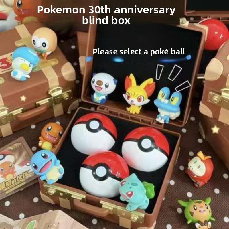 Vintage Collectible Items - ボックス付きポケモンファーストパートナーズ ブラインドボックス スターターフィギュア3個＋ポケボール3個、アニメフィギュアおもちゃ ヴィンテージ収納ケース付き