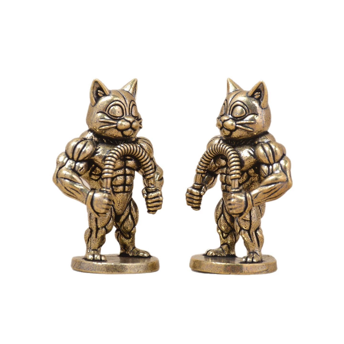 1個入りミニ真鍮製フィットネス猫像 ヴィンテージ銅製 楽しい - Vintage Collectible Furniture のレビューと価格