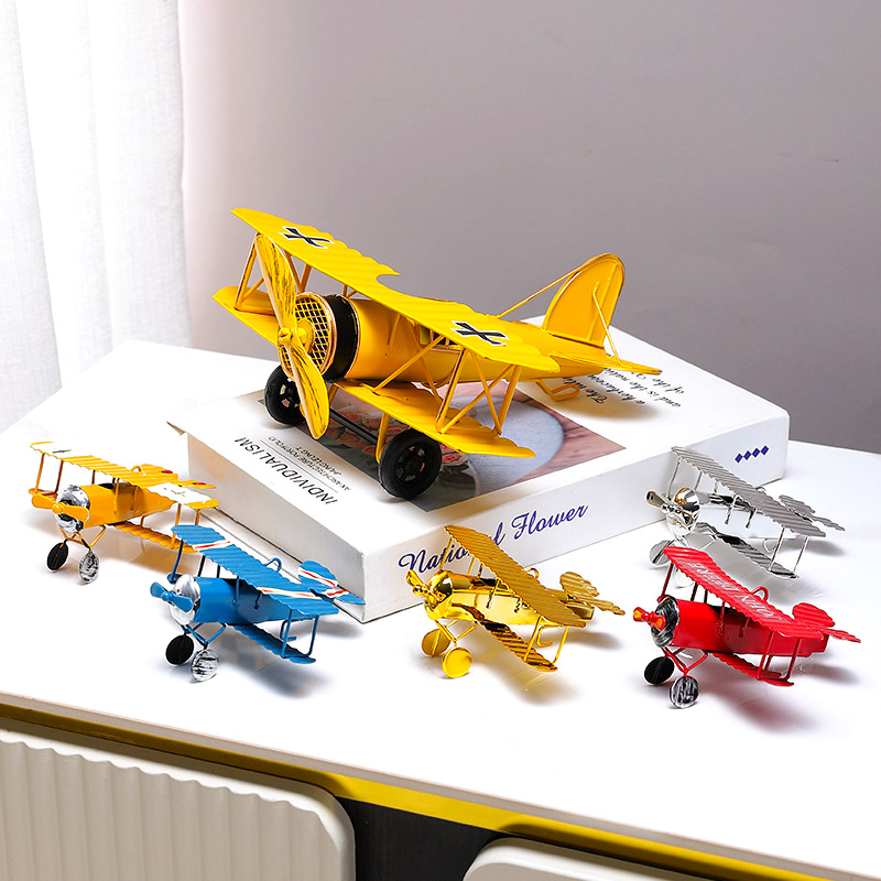 ヴィンテージ金属飛行機模型レトロ鉄製航空機オーナメント北欧風 - Vintage Collectible Furniture のレビューと価格