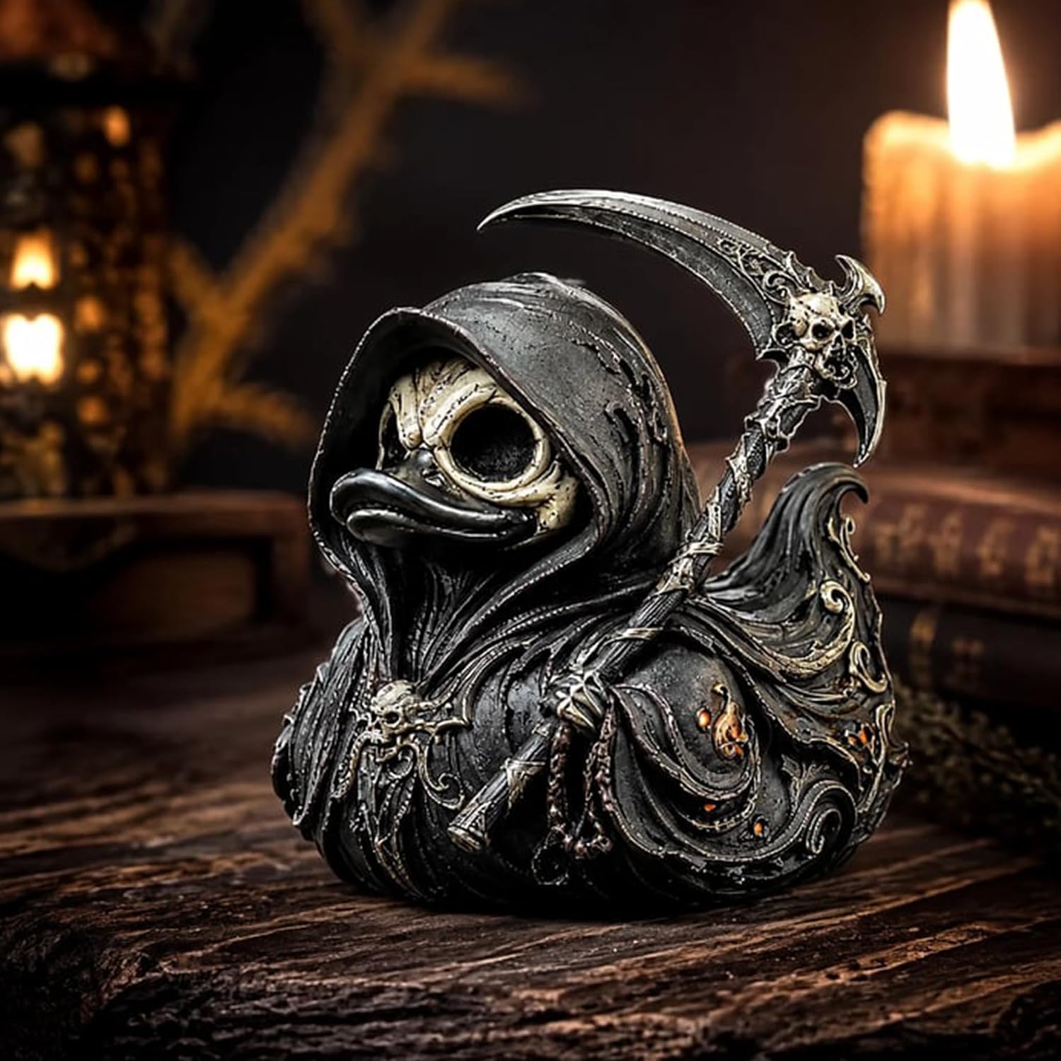 死神ゴシックコレクタブルダック、ハロウィンスケルトンフード付 - Vintage Collectible Figurines のレビューと価格