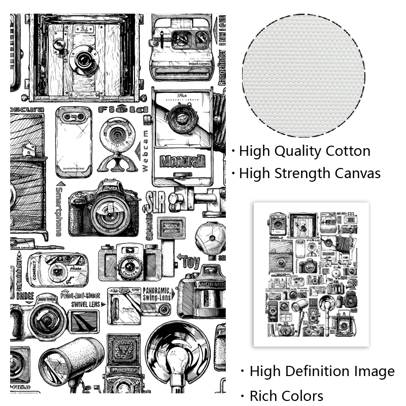 写真,ポスター,印刷,黒と白のキャンバス,壁画,装飾,ギフト - Collectible Vintage Cameras のレビューと価格