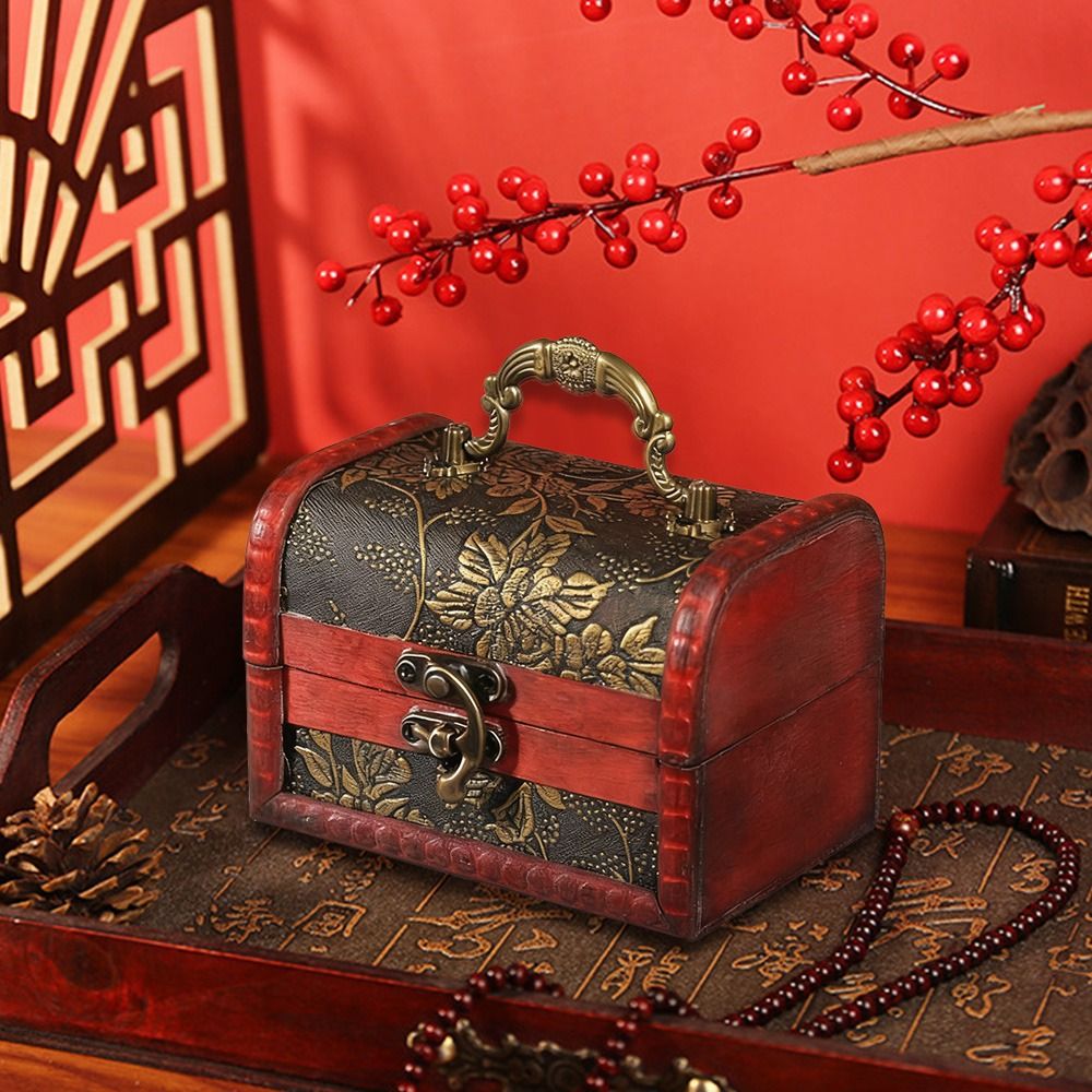 クリエイティブなミニ木製ジュエリーボックス、ハンドル付き、ヴ - Vintage Collectible Show のレビューと価格