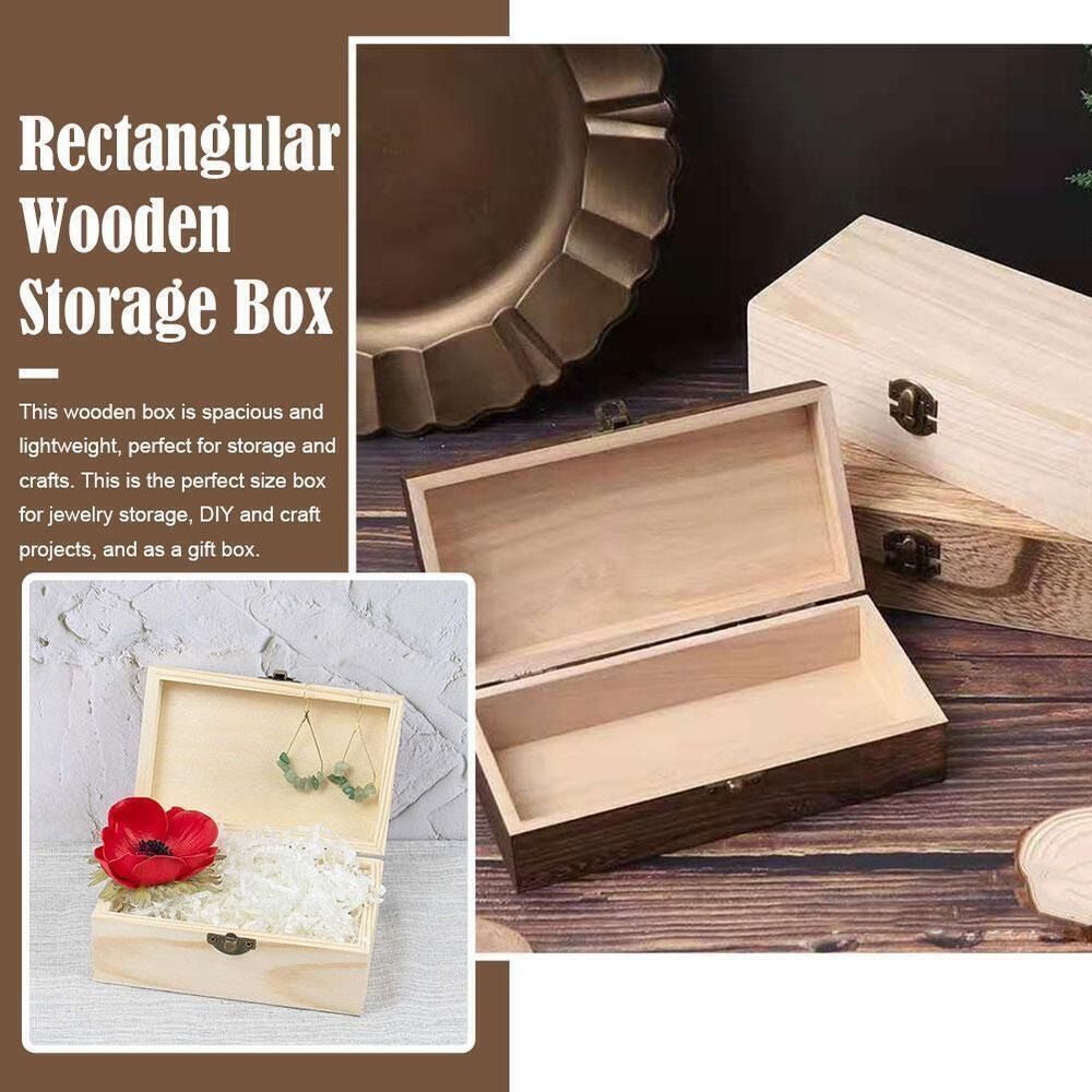 多目的木製ギフト包装箱 ヴィンテージフリップ蓋付き長方形木製 - Vintage Collectible Show のレビューと価格